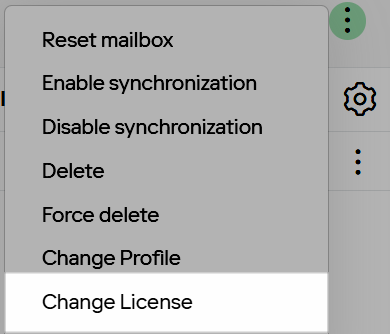 Mass Change License option in the Actions menu for multiple users